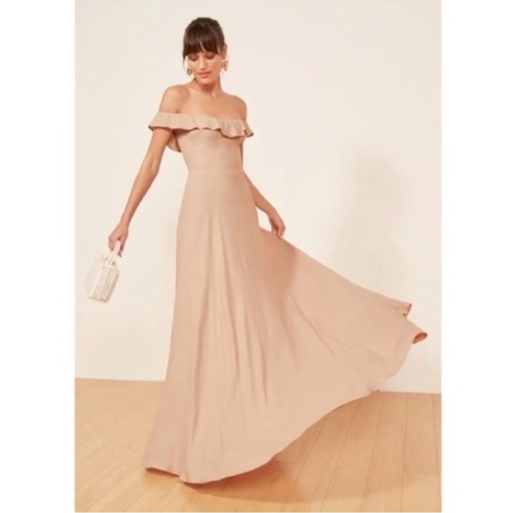 NEW NWT Reformation Verbena Dress Blush Pink Ruffle Maxi Size 2 - Picture 2 of 12